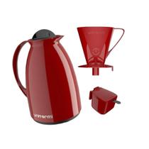 Kit com Garrafa Térmica Café Chá Prático Unitermi Vermelho Kit com Garrafa Térmica Café Chá Prático Unitermi Vermelho