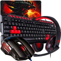 Kit Com Headset Gamer com Microfone + Mouse Led 7 Cores 1600 Dpi Sensor Óptico
