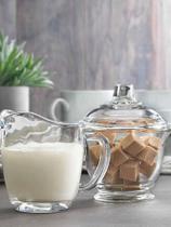 KIT com Jarra de vidro e Pote Açucareiro Vidro 200 Ml Mesa Posta Cafe KIT com Jarra de vidro e Pote Açucareiro Vidro 200 Ml Mesa Posta Cafe