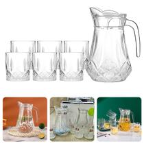 Kit Com Jarra Para Suco Em Vidro 1,580 Litros 6 Copos 220ml