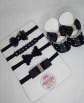 Kit com laços e sapatinho preto baby Kit com laços e sapatinho preto baby