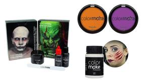 Kit Com Maquiagem Ferida Bruxa Halloween Com Látex Pancakes - Colormake