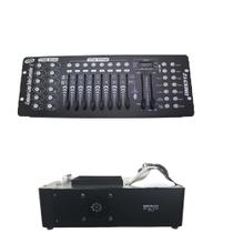 Kit Com Máquina De Fumaça 1500W Briwax Bx-352 Mesa Dmx 512