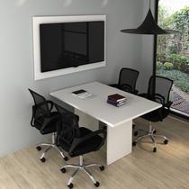 Kit com Mesa para Reunião 4 Lugares e Painel para TV até 55 Polegadas Branco Kit com Mesa para Reunião 4 Lugares e Painel para TV até 55 Polegadas Branco