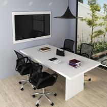 Kit com Mesa para Reunião 4 Lugares e Painel para Tv até 55 Polegadas