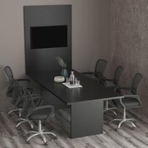 Kit com Mesa para Reunião 6 Lugares e Painel para Tv até 37 Polegadas