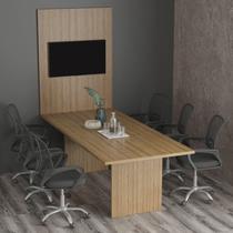 Kit com Mesa para Reunião 6 Lugares e Painel para Tv até 37 Polegadas