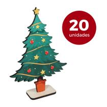 Kit com Mini Árvores de Natal Decorativas em MDF 3mm Enfeites Natalinos Mesa Escritório