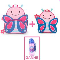 Kit com Mochila Infantil Lancheira Térmica e Garrafa Flip Zoo Borboleta Skip Hop