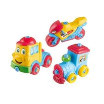 Kit com Moto Trem Caminhão Brinquedo Infantil Multicolorido