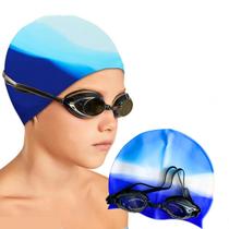 Kit com Óculos e Touca Natação Masculino e Feminino Kit com Óculos e Touca Natação Masculino e Feminino