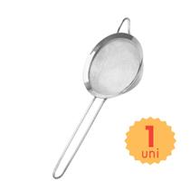 Kit com Peneiras 10 cm em Inox para Polvilhar Coar e Escorrer Alimentos Chá Suco Farilha Óleo
