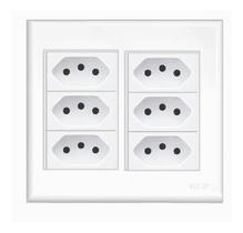 Kit Com Placa 4x4 Com Suporte + 6 Tomadas 10a/250v - Fame Kit Com Placa 4x4 Com Suporte + 6 Tomadas 10a/250v - Fame