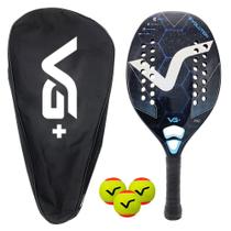 Kit com Raquete de Beach Tennis Evolution Kevlar Carbon com 3 Bolas e 1 Bolsa de Transporte Vg Plus Kit com Raquete de Beach Tennis Evolution Kevlar Carbon com 3 Bolas e 1 Bolsa de Transporte Vg Plus