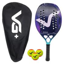Kit Com Raquete De Beach Tennis Shine 12 K Carbon Com 3 Bolas E Bolsa De Vg Plus Kit Com Raquete De Beach Tennis Shine 12 K Carbon Com 3 Bolas E Bolsa De Vg Plus