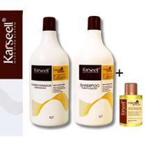Kit com Shampoo 1L + Condicionador Karsell 1L + Oléo Karsell
