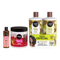 Kit com Shampoo e Condicionador SOS Cachos + Gelatina e Óleo de Umectação todecacho Salon Line