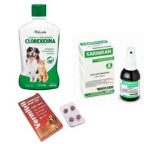 Kit Com Shampoo Tratamento Dermatite Canina Coceira Em Cães. Sarniran Biofarm