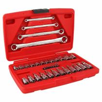 Kit Com Soquetes E Chaves E-torx Worker 35 Peças, Encaixe 3/8" E 1/4"