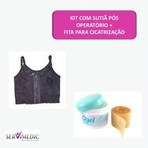 Kit Com Sutiã Pós Cirúrgico + Fita Silicone Anti Quelóide - Servimedic