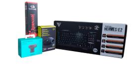 Kit com teclado hermes e2 switch blue + webcam logitech c270 + mouse rgb orion p1 + mousepad redragon capricorn - Gamdias