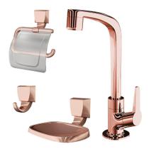 Kit Com Torneira E Acessórios Plásticos Lorenzetti Flatt 2004 F71 Rose Gold Kit Com Torneira E Acessórios Plásticos Lorenzetti Flatt 2004 F71 Rose Gold