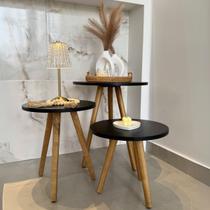 Kit Com Três Mesas de Canto Pé Palito Para Sala