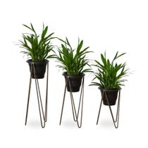 Kit com tres suportes tripé de chão dourado