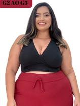 kit Com Três Tops Fitness Plus Size Até o 60 Suplex Feminino Treino - tina plus