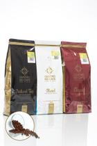 Kit com três unidades, uma de cada café, 500 gr, em grãos.