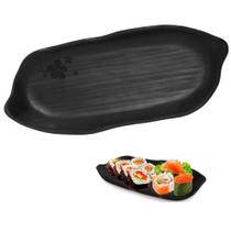 Kit com Uma Travessa Folha + Molheira + Tigela 300 Ml + Um Prato de 18 Cm para Comida Japonesa Bestfer