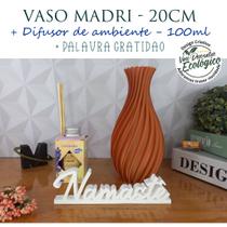 Kit com Vaso Decorativo + Difusor de Vareta + Palavra NAMASTÊ - Decoração de interiores, sala, quarto, banheiros, arranj - Mad Maker