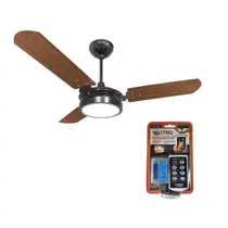 Kit com ventex ventilador teto valen led branco frio 6k 127v preto/mogno + controle remoto trio