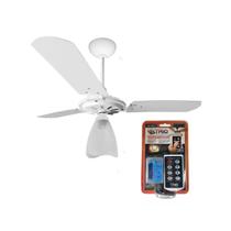 Kit com ventex ventilador teto yris branco/br 220v + controle remoto trio
