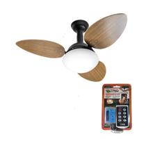 Kit com venti delta ventilador teto jet 3 p pm 127 v preto c3v + controle remoto trio
