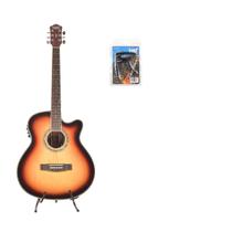 Kit com violão land eletrico aço sunburst lw-a-40e sb capo traste pba07