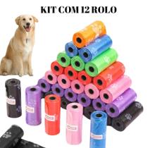 Kit Com12 Refil Cata Caca Rolos Saquinhos Cachorro Gato Pets