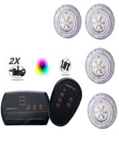 Kit Comando Rgb 2 Saídas Auxiliares + 4 Led 9W P Piscina