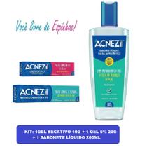 KIT Combate espinhas cravos Acnezil sabonete liquido facial 200ml + Acnezil gel secativo de espinhas 10g + Acnezil 5% 20 - CIMED