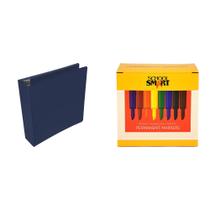 Kit combinado Casafoyer D-Ring View Binder de 2 polegadas e 48 marcadores