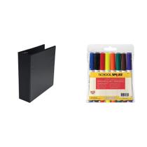 Kit combinado Casafoyer de polipropileno D-Ring View Binder +8 marcadores Kit combinado Casafoyer de polipropileno D-Ring View Binder +8 marcadores