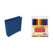 Kit combinado de fichário e marcador Casafoyer de polipropileno D-Ring View