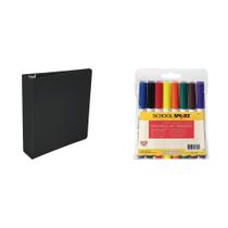 Kit combinado de fichário em D de polipropileno Casafoyer + 8 marcadores Kit combinado de fichário em D de polipropileno Casafoyer + 8 marcadores