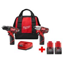 Kit combinado de furadeira sem fio/driver de impacto Milwaukee M12