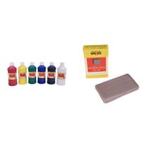 Kit combinado de tintas para dedos laváveis e argila de modelagem Casafoyer Kit combinado de tintas para dedos laváveis e argila de modelagem Casafoyer
