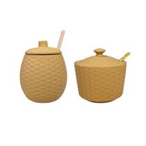 Kit Combinando Meleira 420ml Açucareiro 290ml Bege Vintage