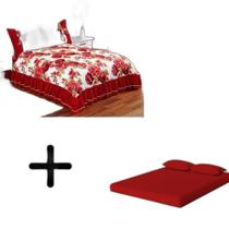 Kit Combo 01 Colcha Cobre Leito Lençol Isabela + 1 Jogo Cama