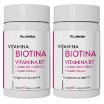 Kit Combo 02 UND Biotina Ácido Pantotênico Ácido Fólico 120 cápsulas Fortalecedor de Unhas e Cabelo Natunéctar Kit Combo 02 UND Biotina Ácido Pantotênico Ácido Fólico 120 cápsulas Fortalecedor de Unhas e Cabelo Natunéctar