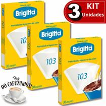 KIT COMBO 03 UND Filtro de Papel para Café N 103 Grande Caixa com 30 Unidades Brigitta