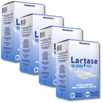 Kit Combo 04 UND Lactase Total 240 Cápsulas 10.000fcc Enzima Digestiva Lactose